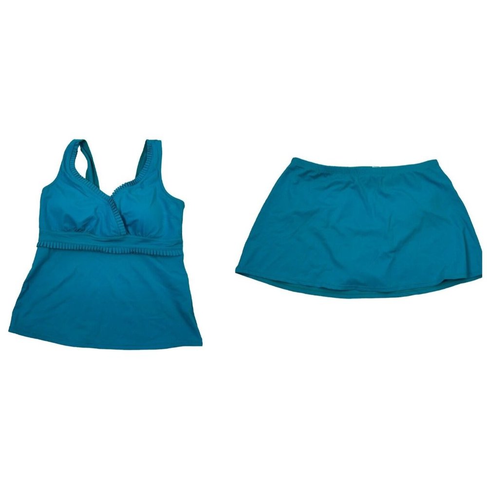Restorts Plus Tankini Skort Two Piece Swimsuit Modest Blue